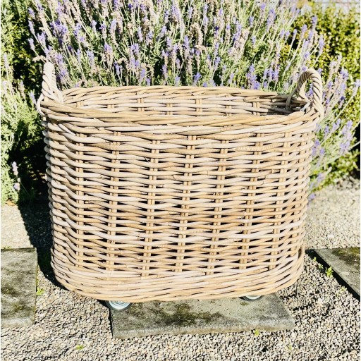 Oval Log Basket on Wheels